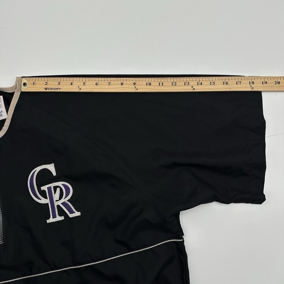 Majestic Colorado Rockies Black Short Sleeve 1/4 Zip Pullover Men's Large L Y2K - Picture 8 of 11